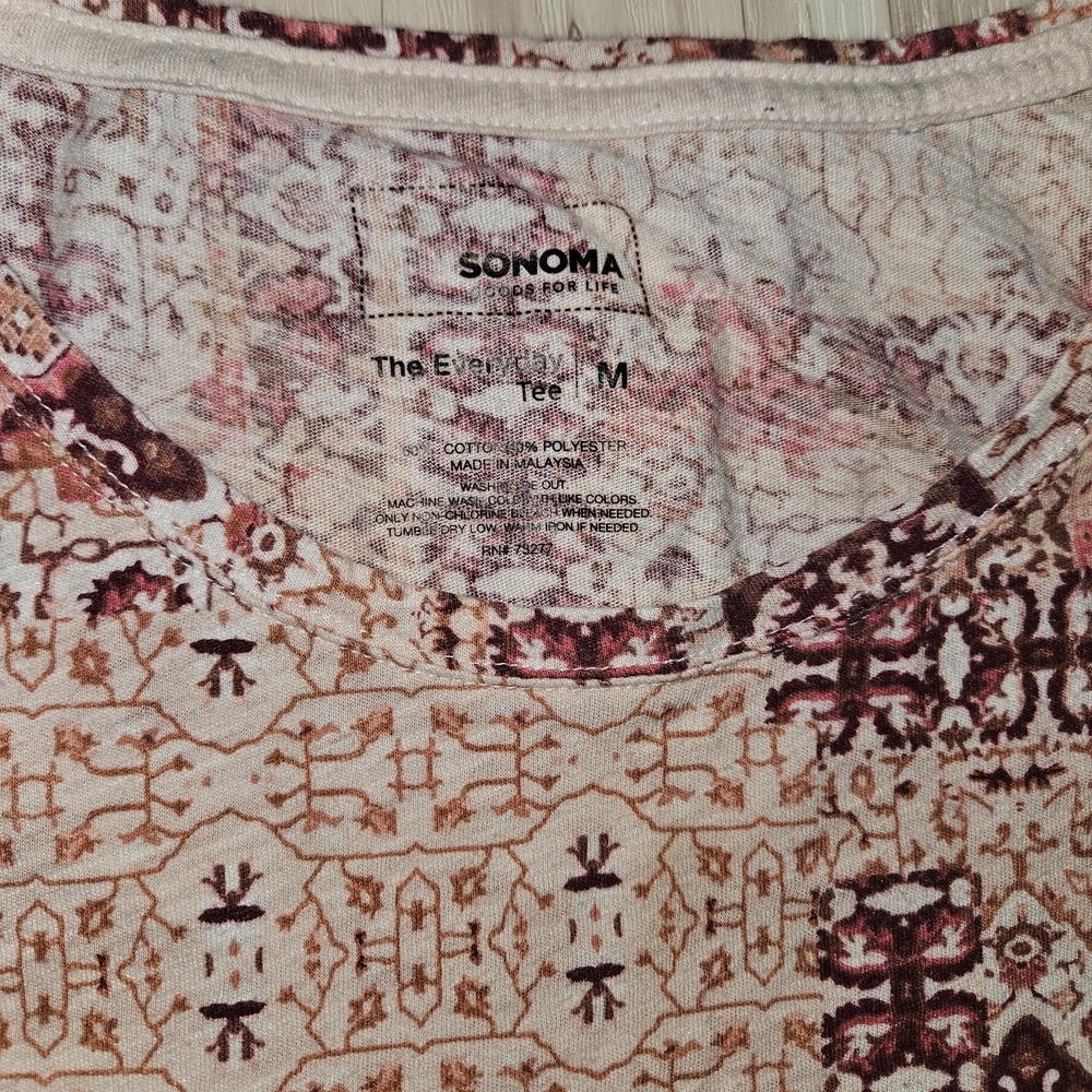 Sonoma Goods For Life Boho Patchwork Ombre Women's Medium Long Sleeve Crew Tee - Picture 5 of 6